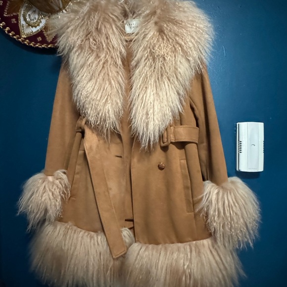 Charlotte Simone LULU Camel Faux Fur Trim Penny Lane Coat - Picture 7 of 11